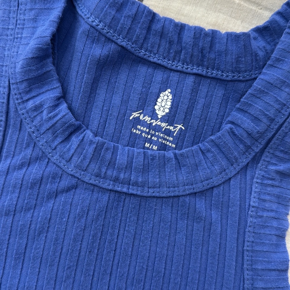 Free Movement Blue Ribbed Athletic Tank Top - Picture 2 of 3